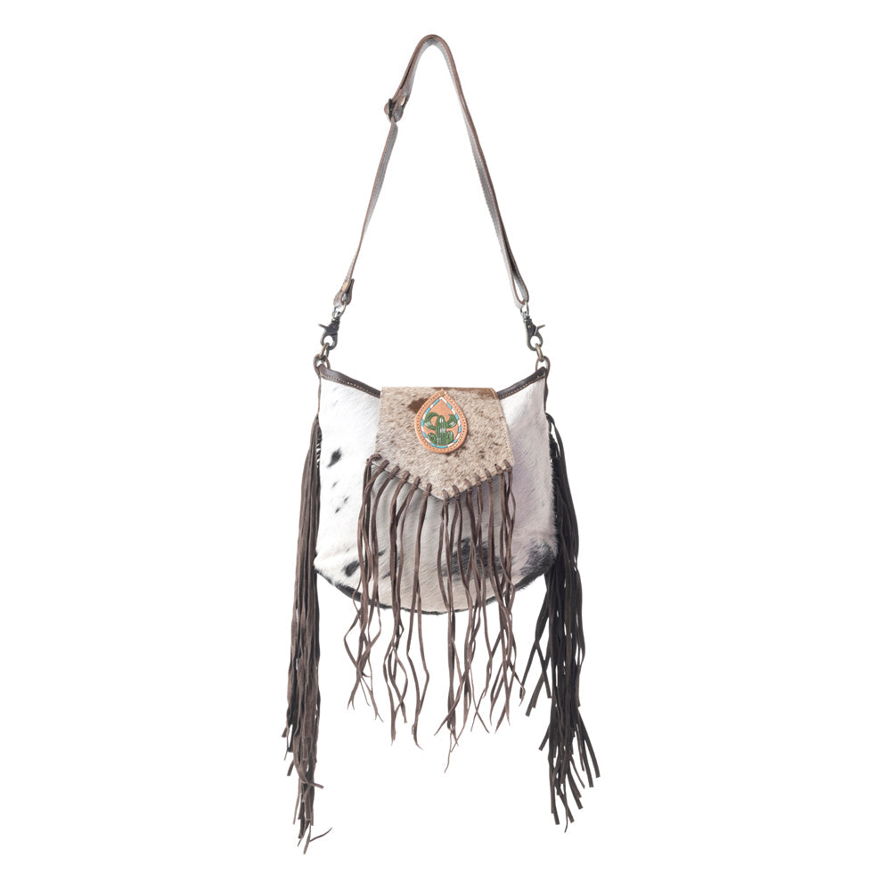 Russet Fringe Leather & Hairon Bag