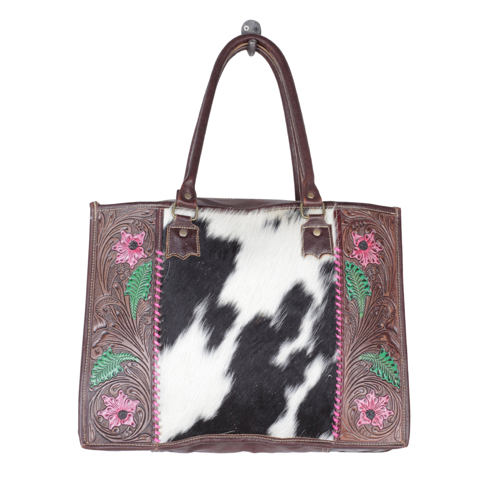 Begonias Hand-Tooled Bag