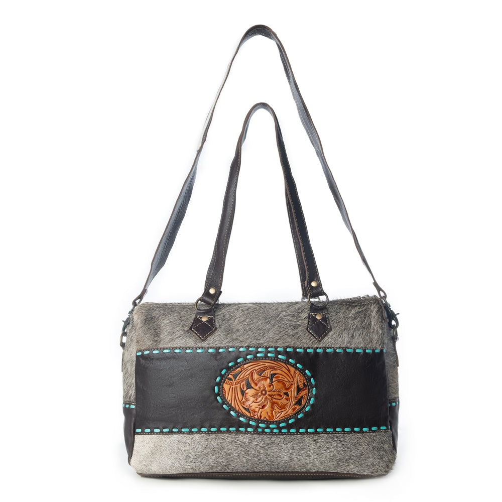 Turquoise edges Hand-Tooled Bag