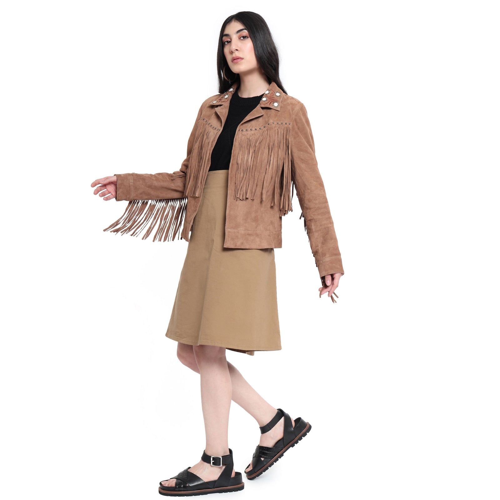 Fringe Embroidered LEATHER Jacket