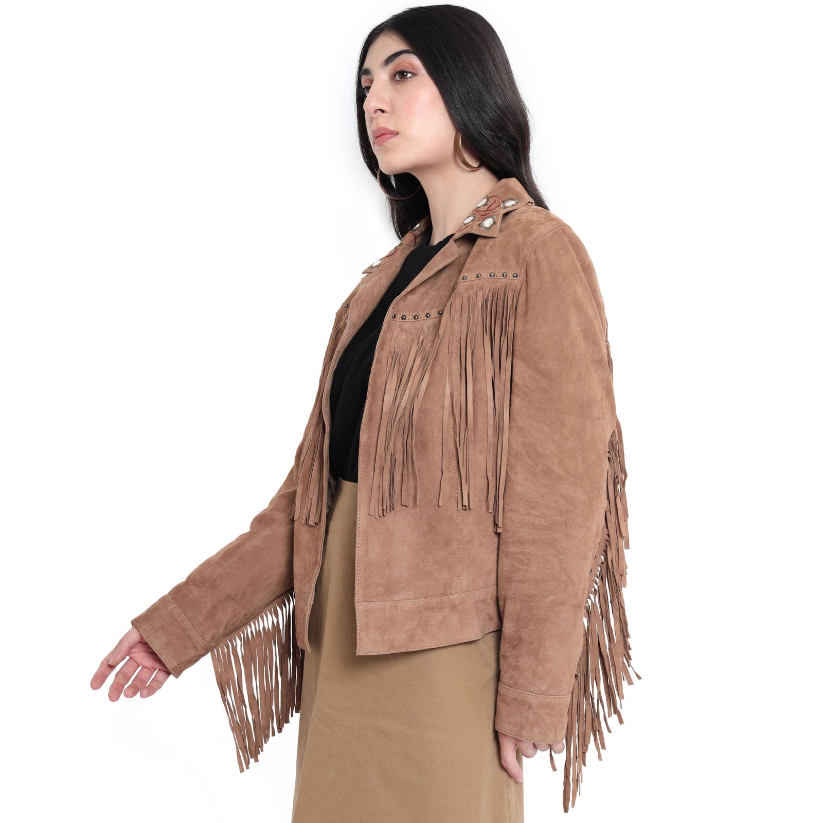 Fringe Embroidered LEATHER Jacket