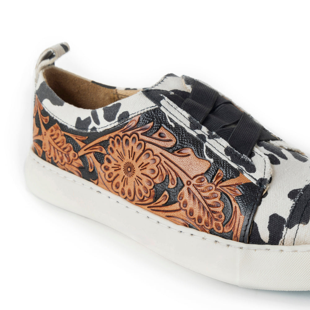 Women Limited Edition Cowprint with Handtooling Sneaker