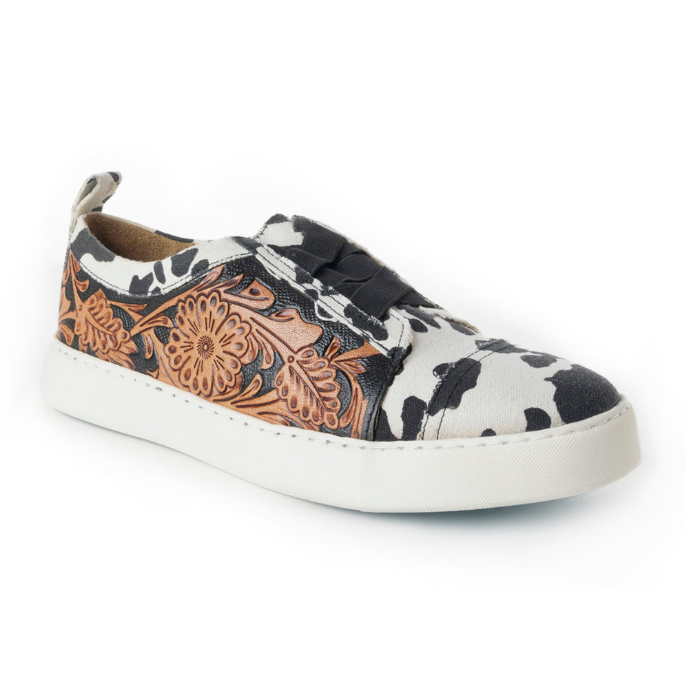 Women Limited Edition Cowprint with Handtooling Sneaker