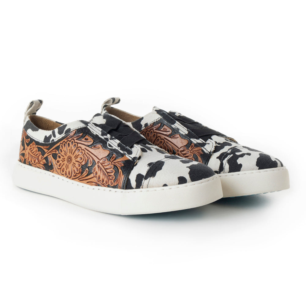 Women Limited Edition Cowprint with Handtooling Sneaker