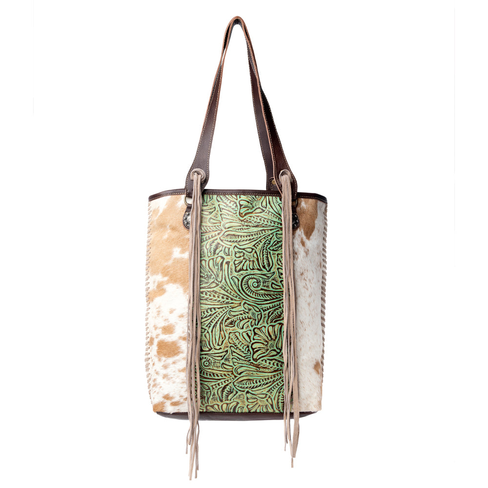 Cheyenne Plains Tooled Leather & Hairon Bag