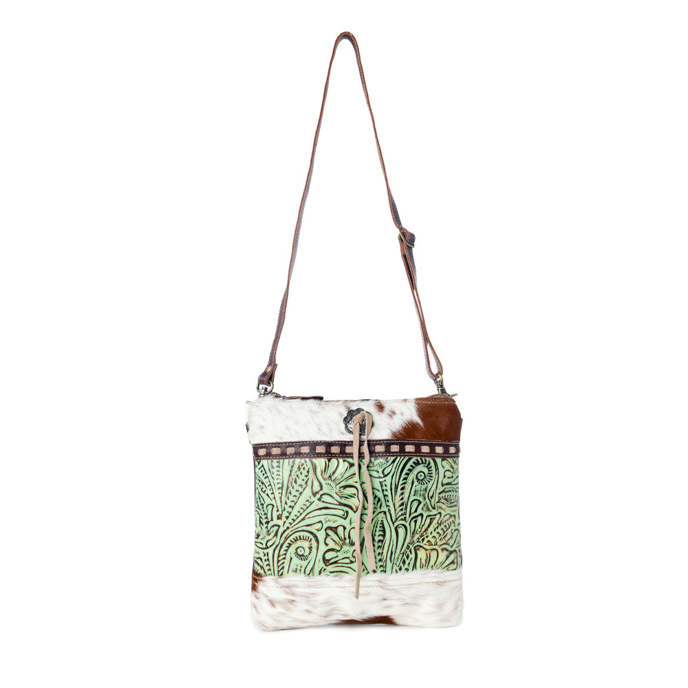Emerald Bloom Leather &Hairon Bag
