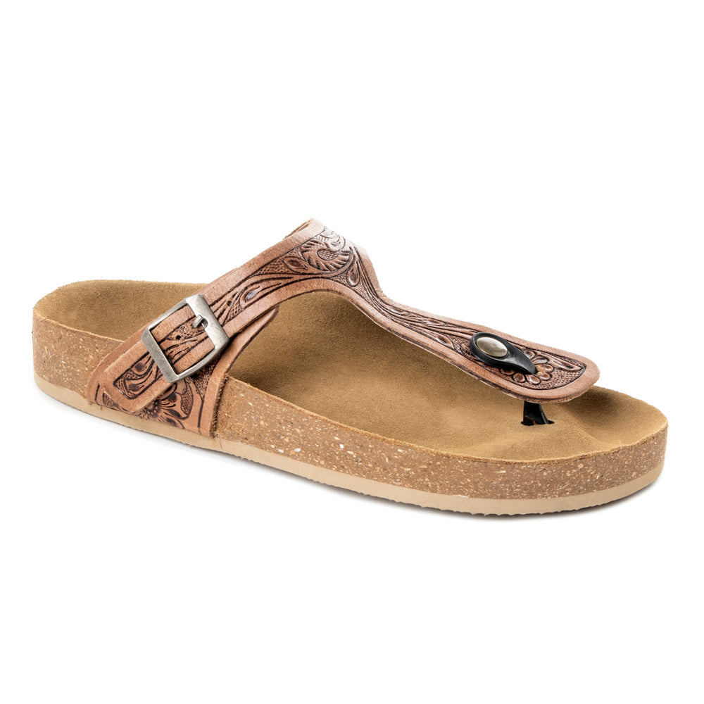 Grashius Western Hand-Tooled Sandals