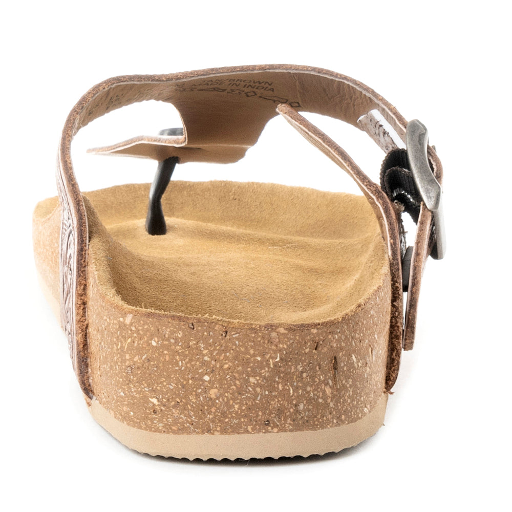 Grashius Western Hand-Tooled Sandals