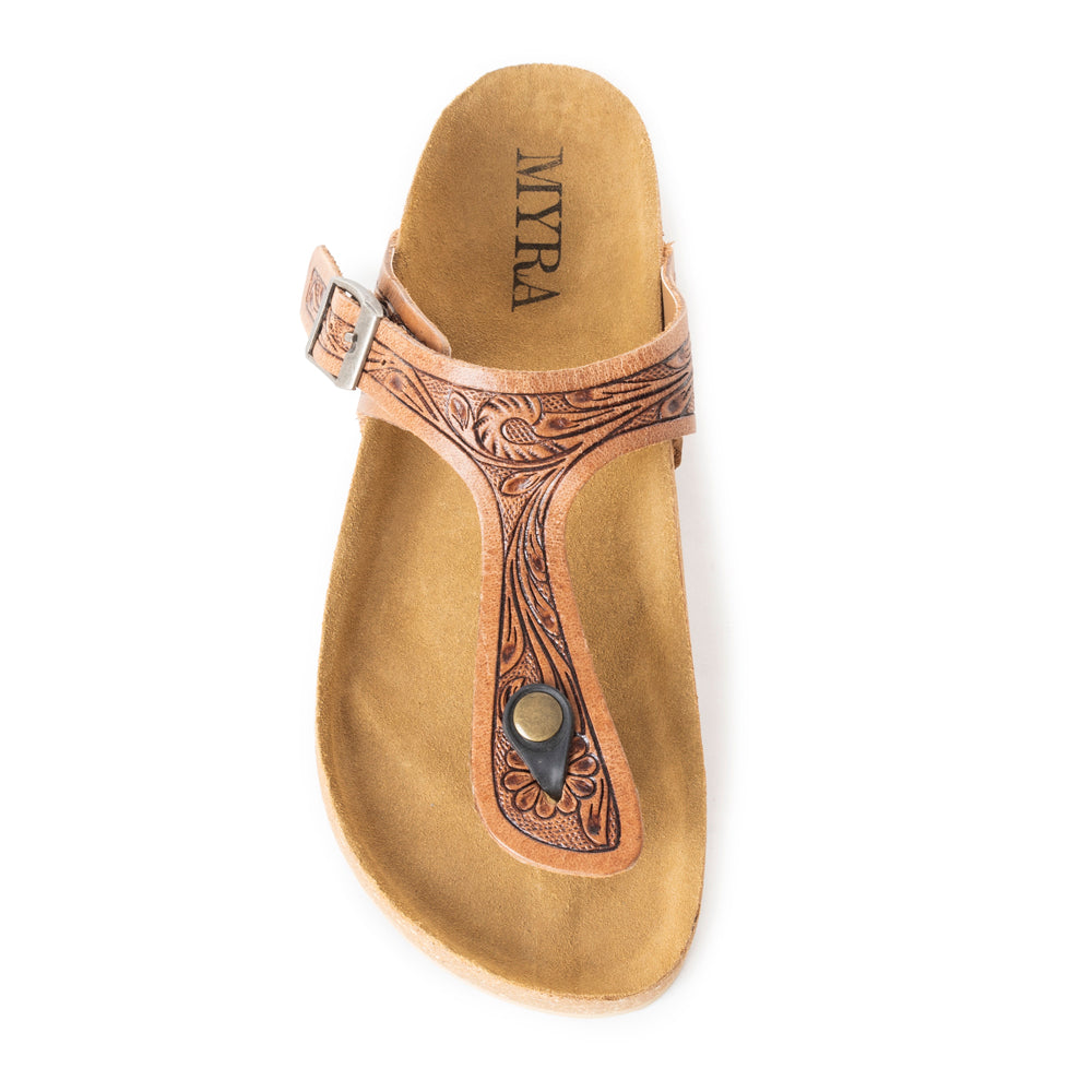 Grashius Western Hand-Tooled Sandals
