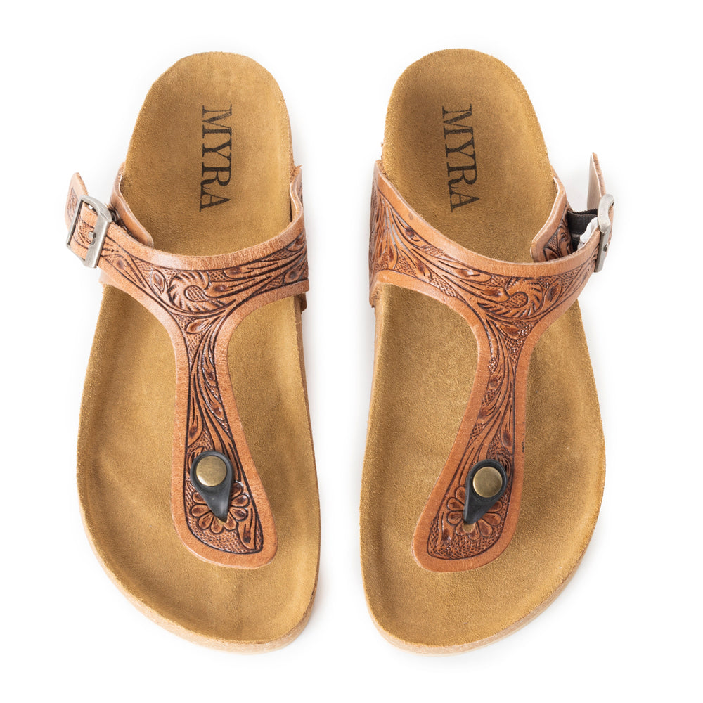 Grashius Western Hand-Tooled Sandals
