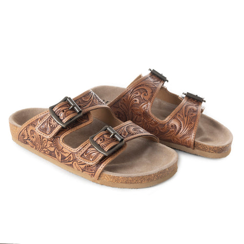 Footo Western Hand-Tooled Sandals