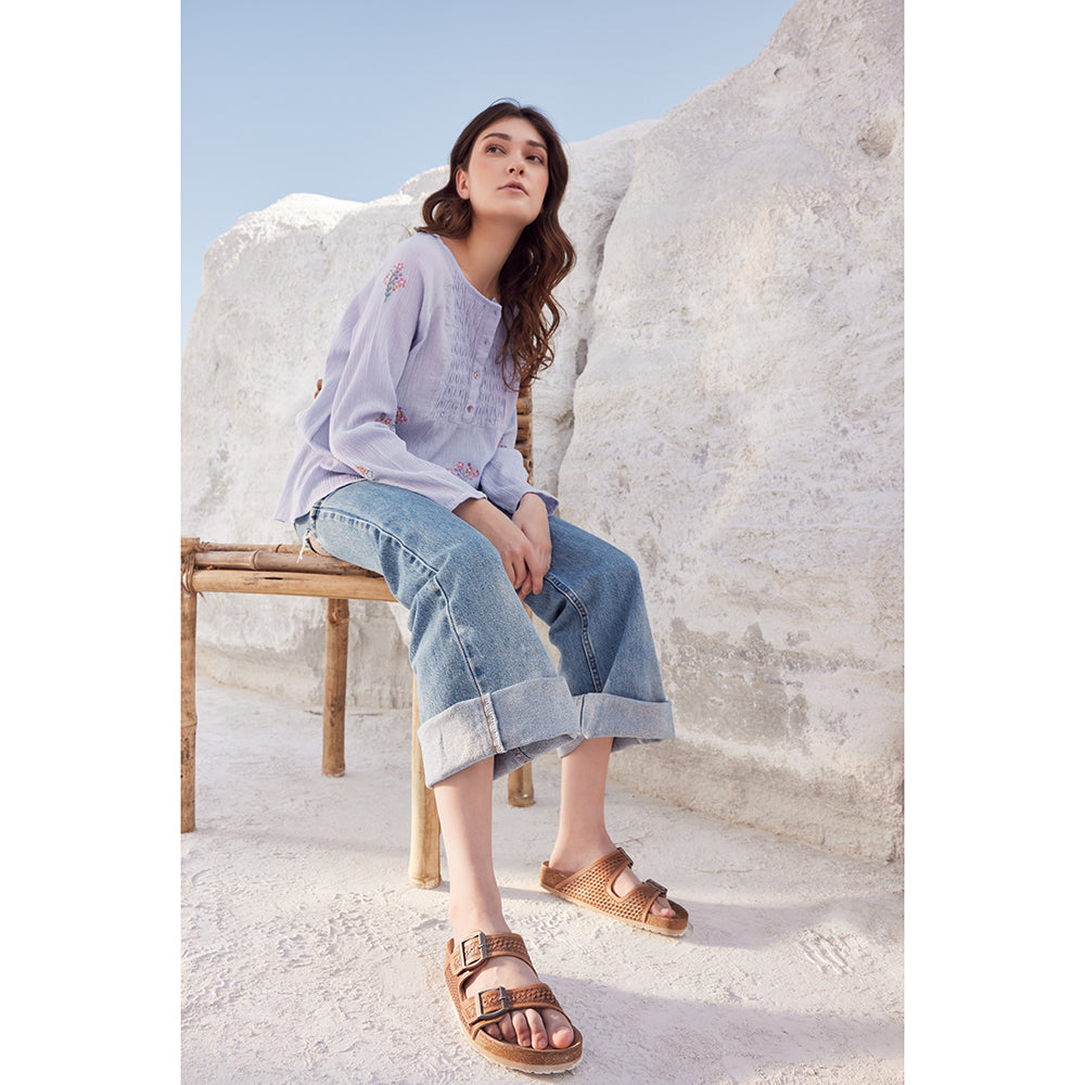 Hulchul Western Hand-Tooled Sandals