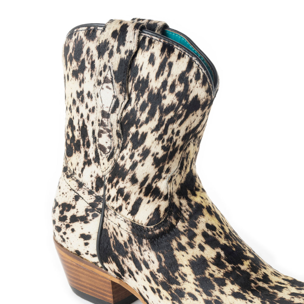 Cow Bow Western Hairon Leather Booties