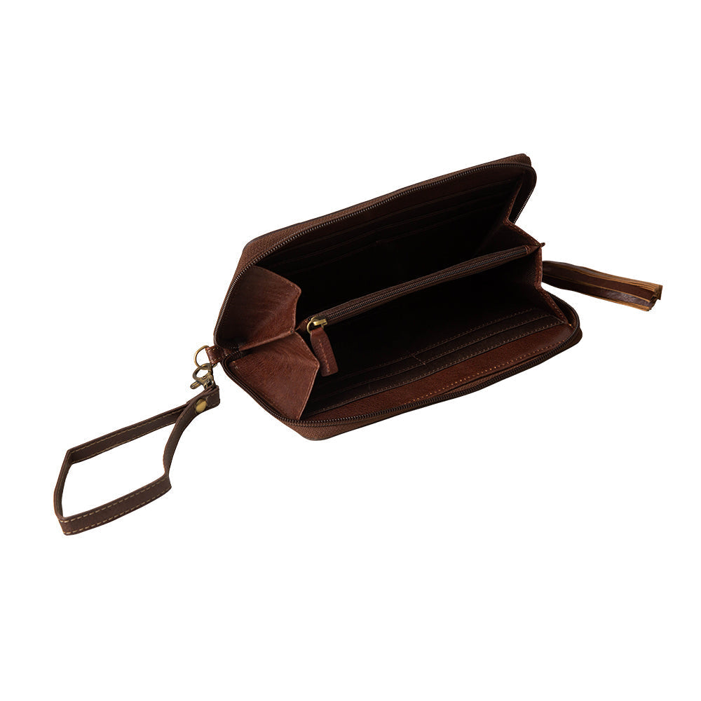 Radiant Sunflowers Hand-Tooled Clutch Wallet