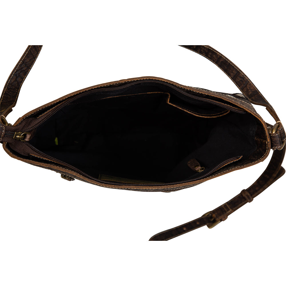 Pecos Cross Weave Pattern Hand-Tooled Bag