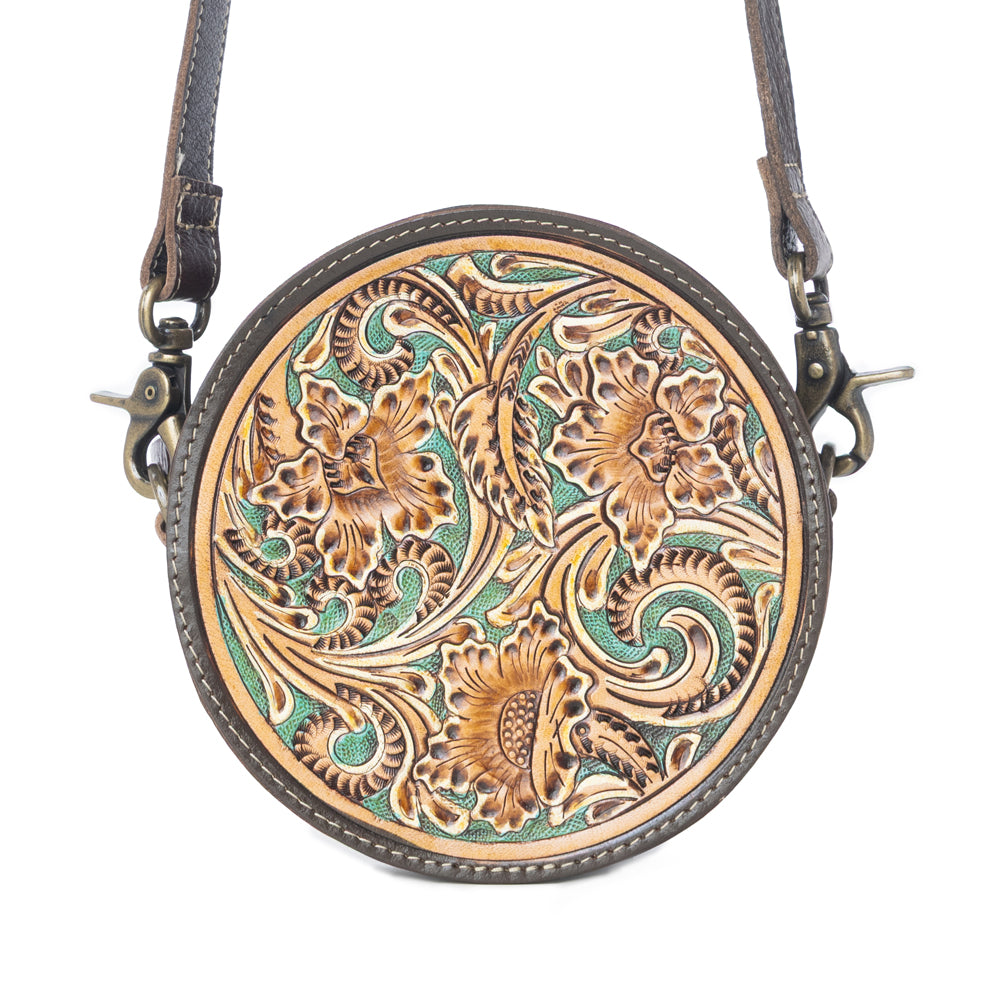 Magnolia Lane Hand-Tooled Round Bag