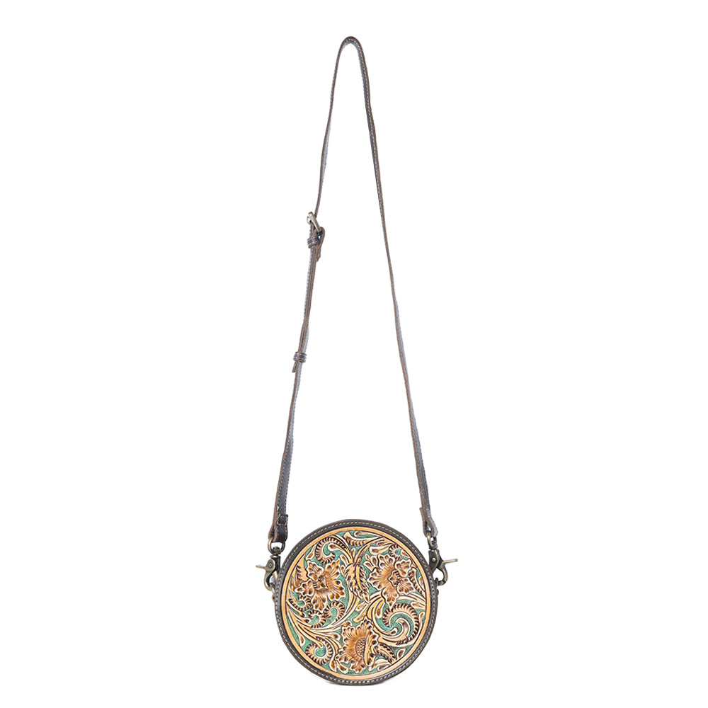Magnolia Lane Hand-Tooled Round Bag