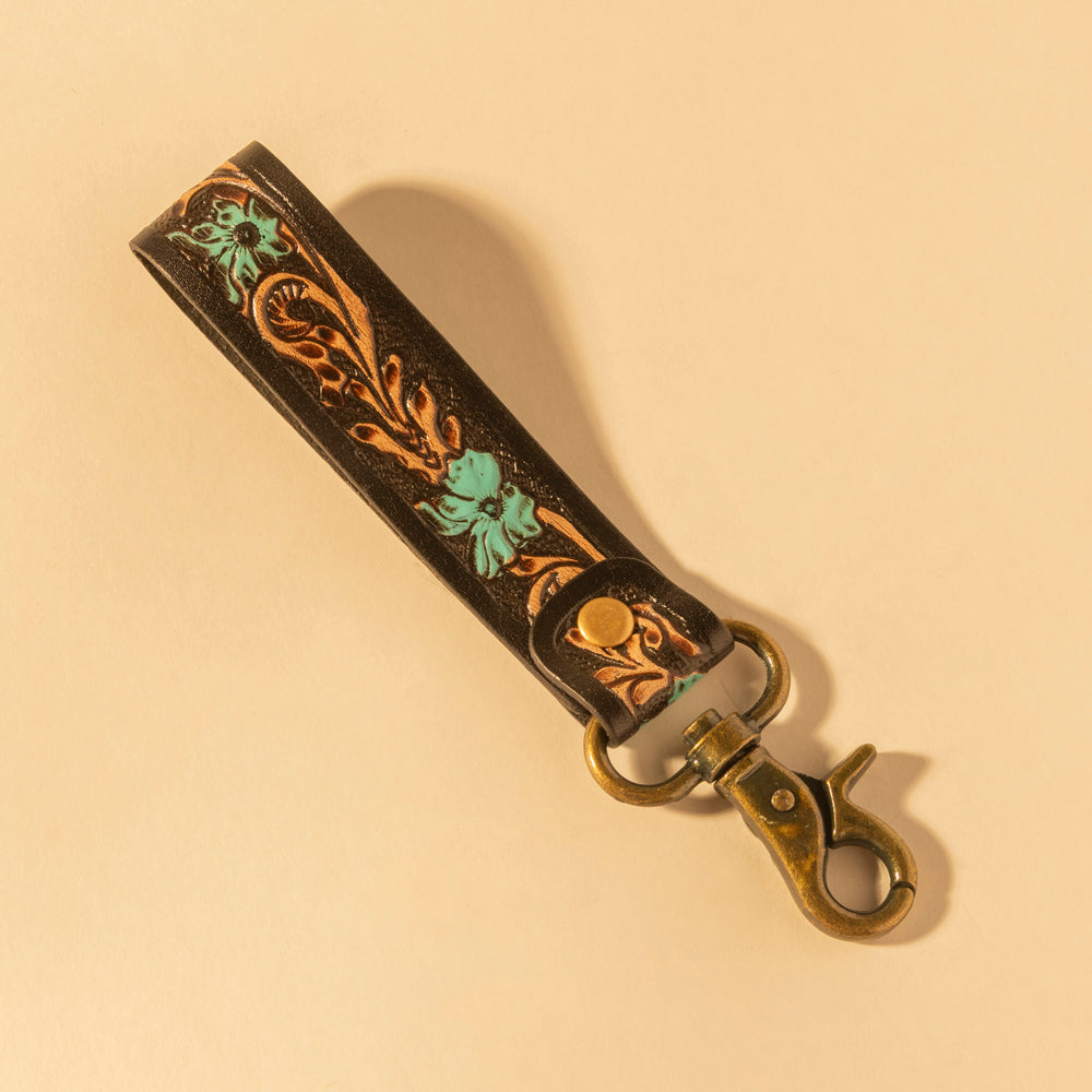 Canyon Feather Hand-Tooled Key Fob