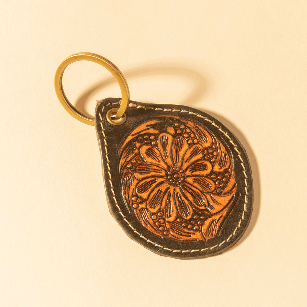 Classic Country Medallion Hand-Tooled Key Fob