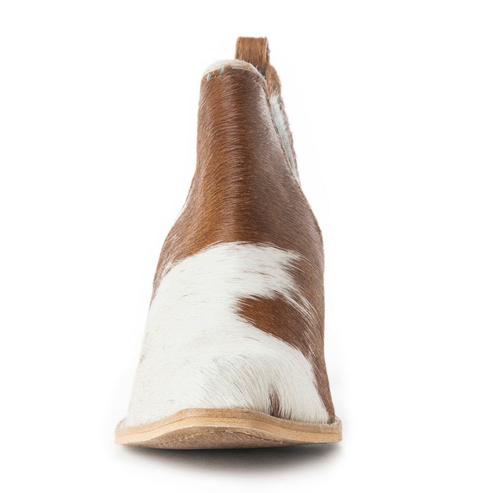 Sunset Bloom Split-Top Hair-On Hide Boots In Speckled Fawn
