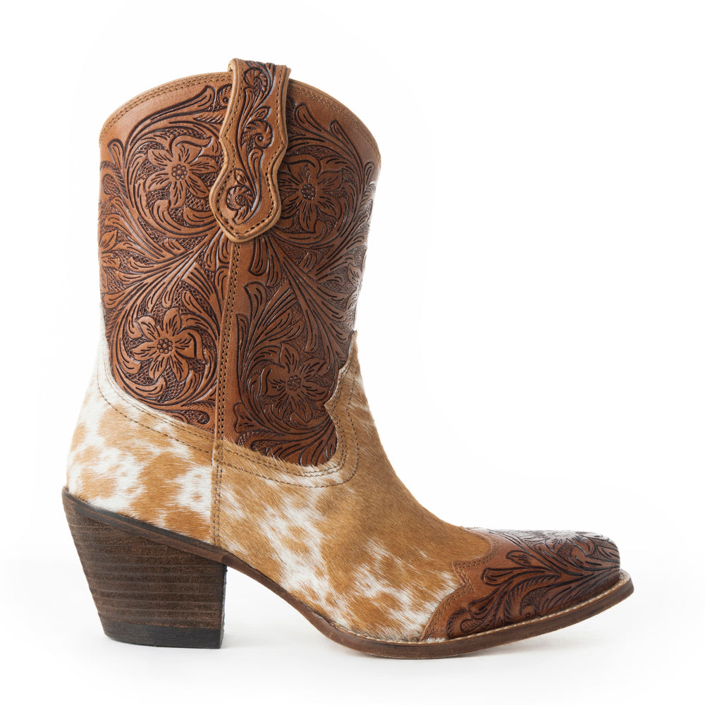 Kelsey Anne Hair-on Hide & Hand-tooled Leather Boots