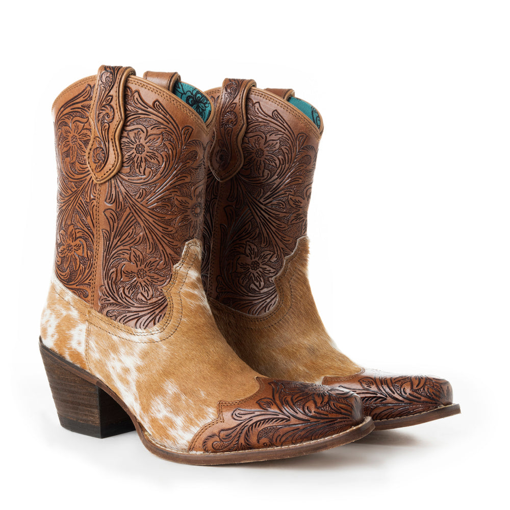 Kelsey Anne Hair-on Hide & Hand-tooled Leather Boots