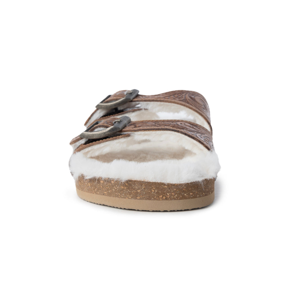 Trail Winder Hand-tooled Fur Comfort Leather Sandals