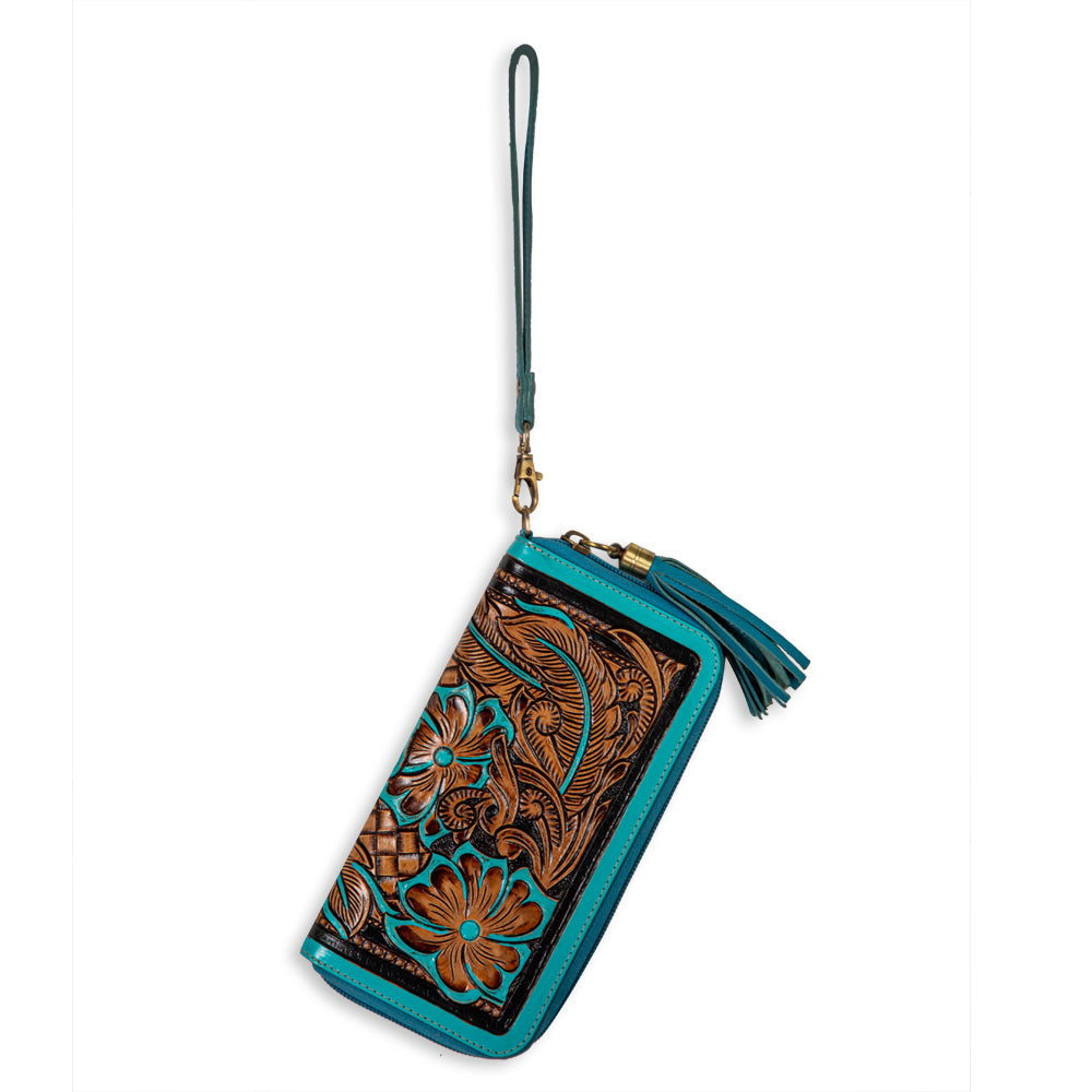Creek Blossom Hand-Tooled Wallet