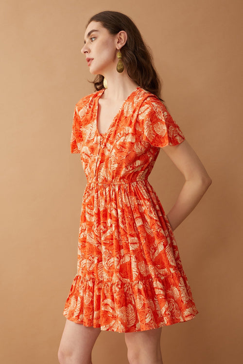 Glorious Tangerine Button Dress
