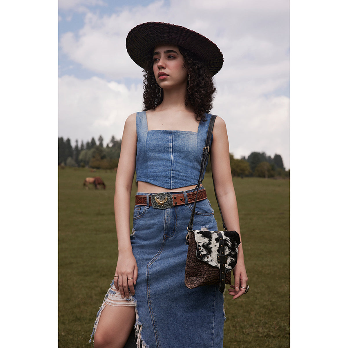 Cart Hill Mine Leather & Hairon Bag