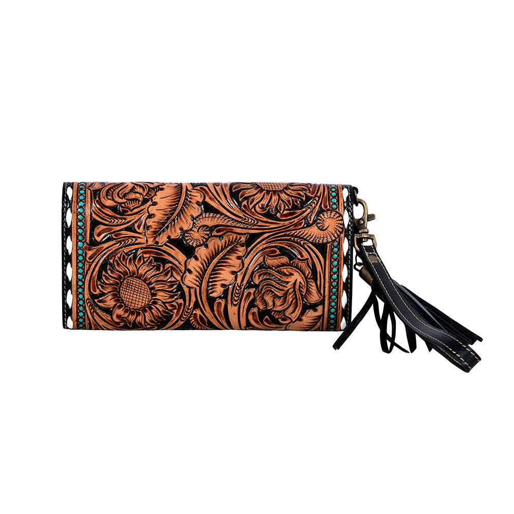 Prairie Rose Hand-Tooled Wallet