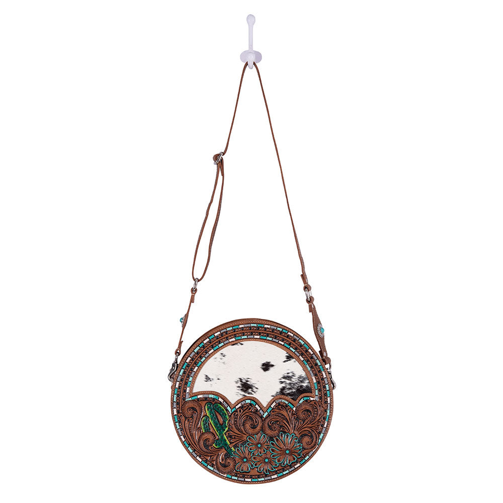 Prairie Dreams Hand-Tooled Round Bag