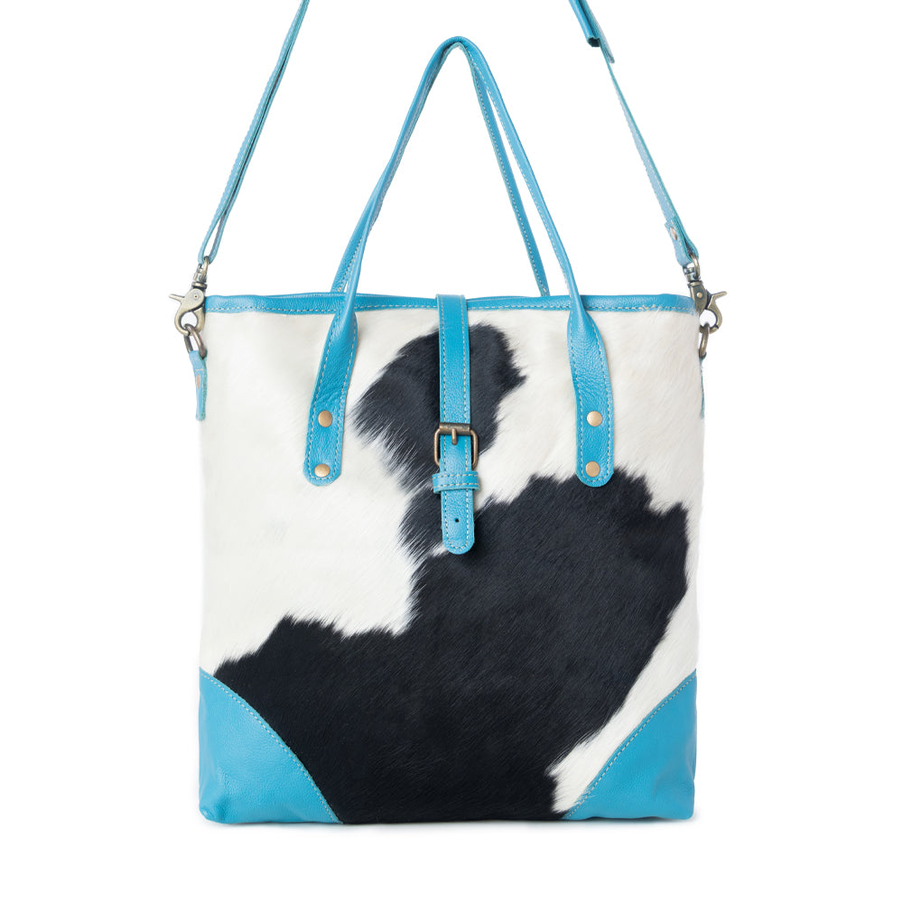Pecos Pointe Canvas & Hairon Bag In Blue
