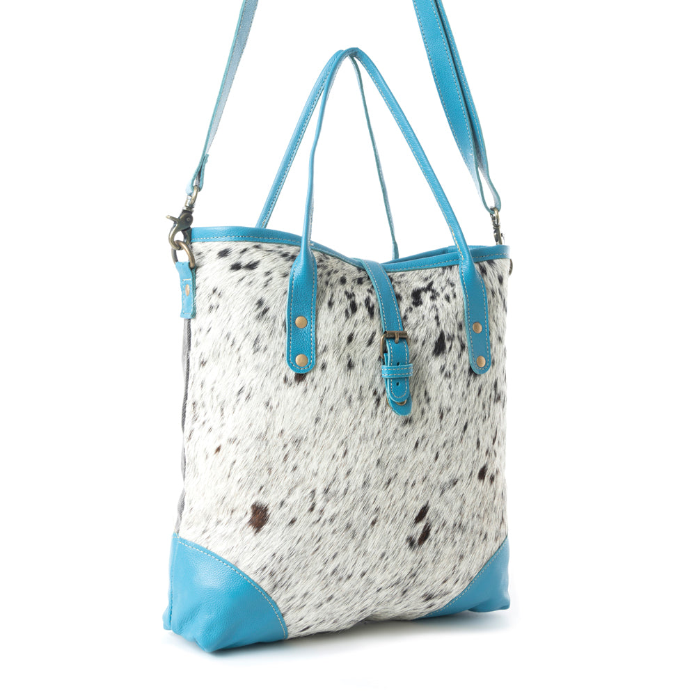 Pecos Pointe Canvas & Hairon Bag In Blue