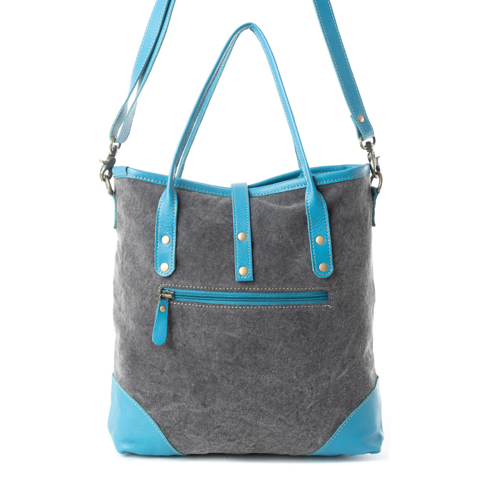 Pecos Pointe Canvas & Hairon Bag In Blue