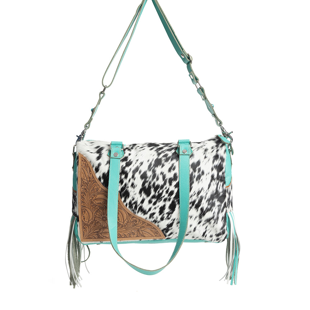 Rimrock Concealed-Carry Bag for Women in turquoise with suede fringe
