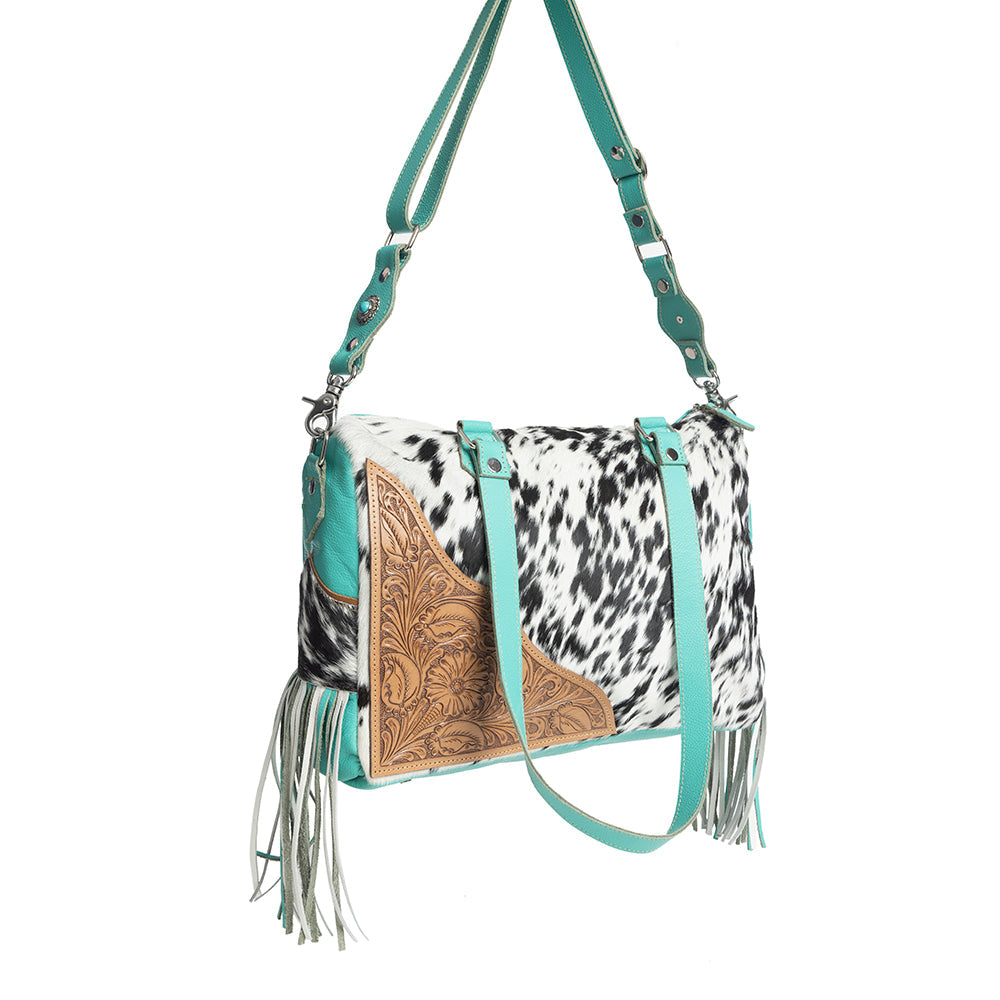 Rimrock Concealed-Carry Bag for Women in turquoise with suede fringe