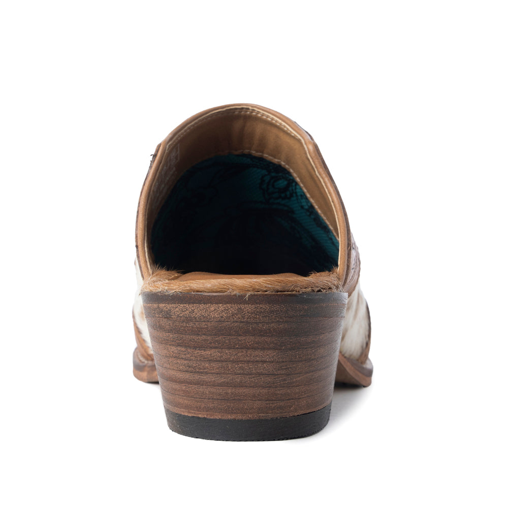Lacey Hand-tooled Leather Mules