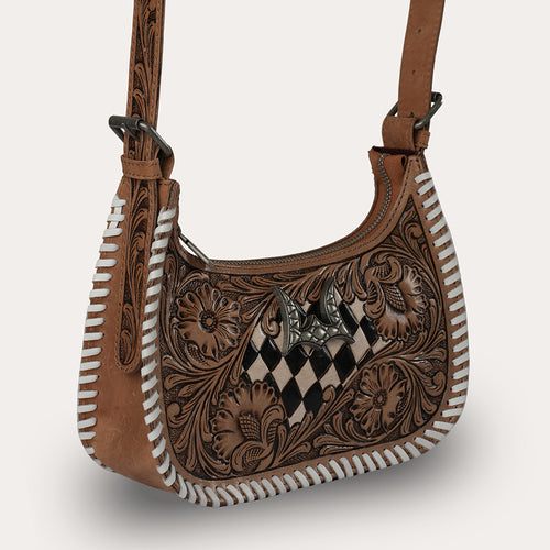HANDTOOLED DANNIA MEDIUM PURSE CHECKERED EDITION