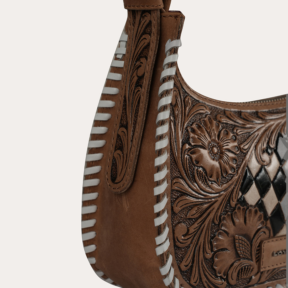 HANDTOOLED DANNIA MEDIUM PURSE CHECKERED EDITION