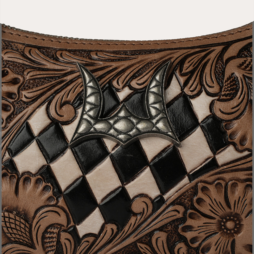 HANDTOOLED DANNIA MEDIUM PURSE CHECKERED EDITION