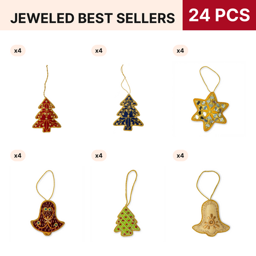 Jeweled Best Sellers Christmas Ornament Pack, 24 pieces