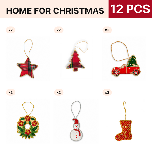Home for Christmas Ornament Pack, 12 pieces