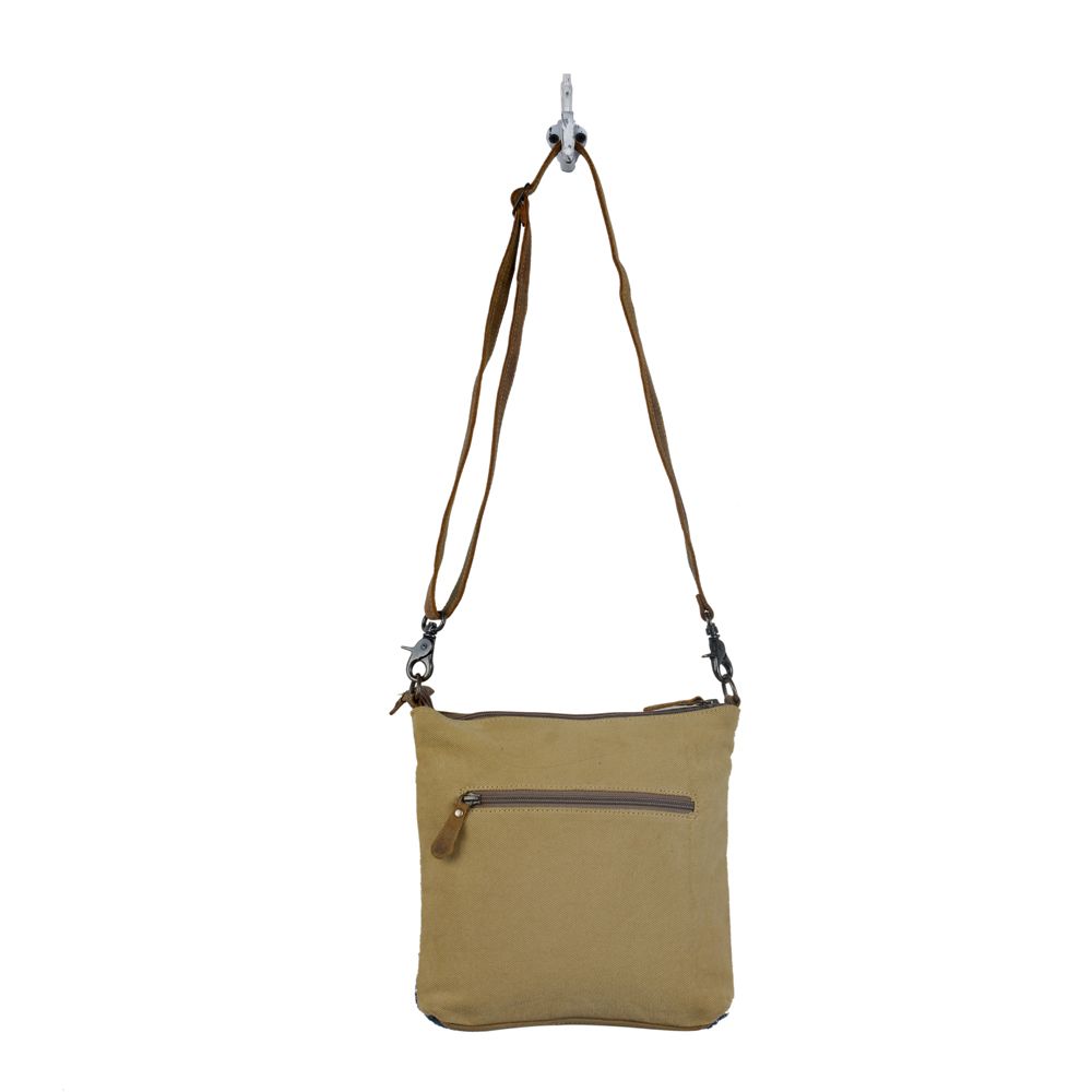 YELLOW AND BLUE STRIPES CROSS BODY BAG