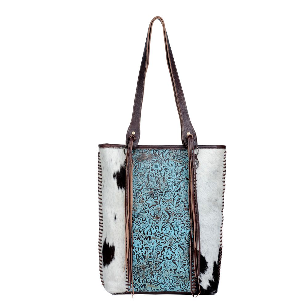 Blue ripples Leather & Hairon Bag