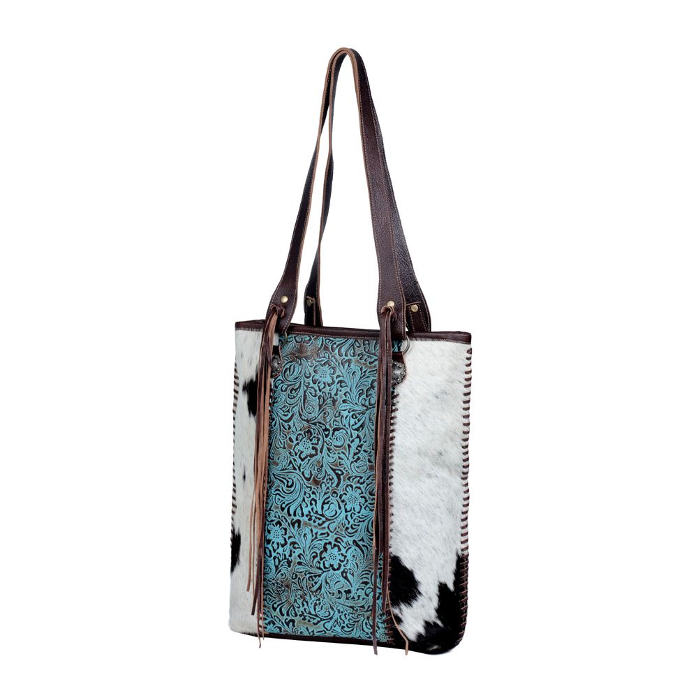 Blue ripples Leather & Hairon Bag