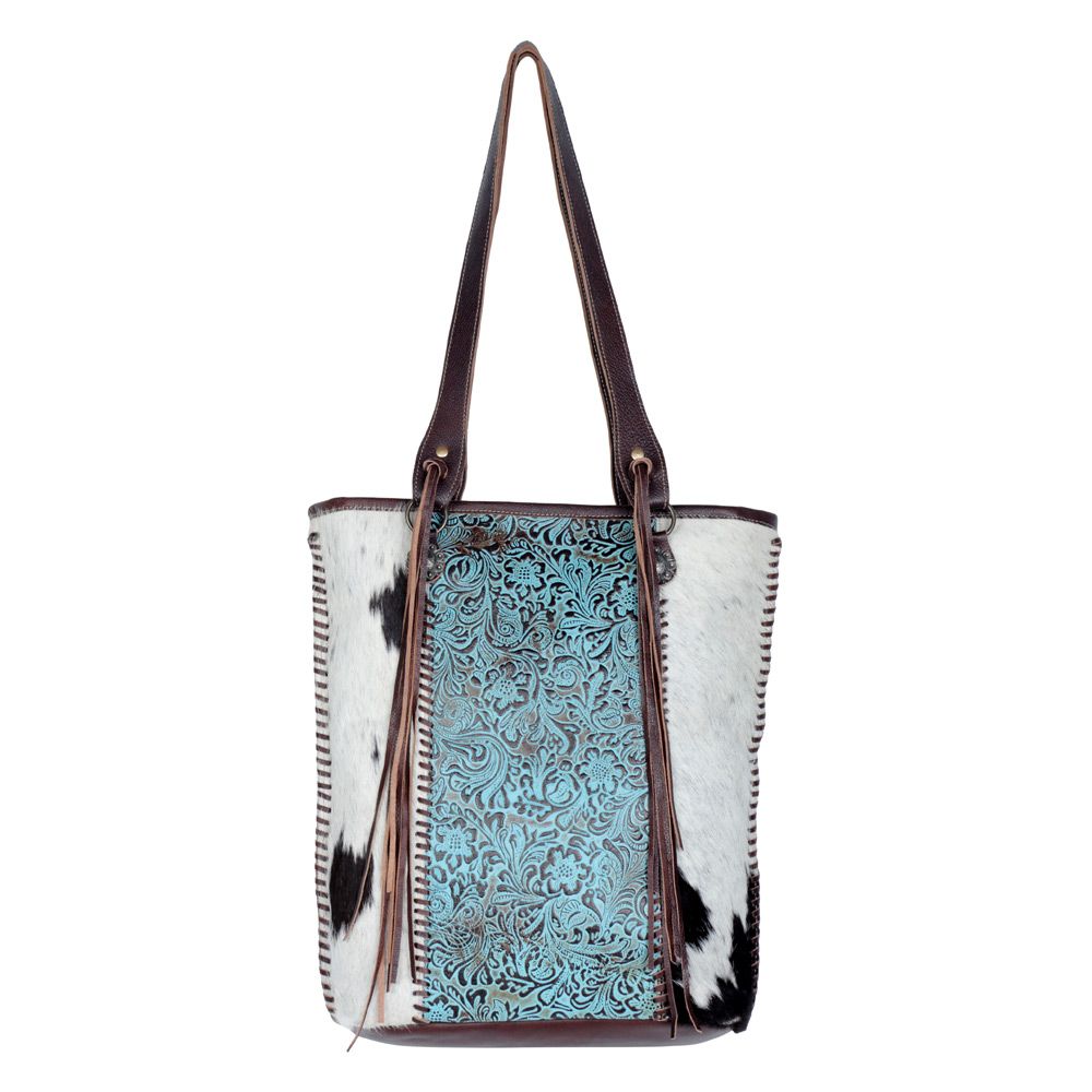 Blue ripples Leather & Hairon Bag