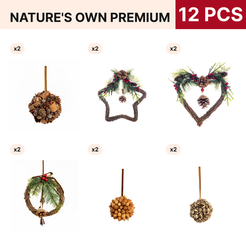 Nature's Own Premium Christmas Ornament Pack, 12 pieces