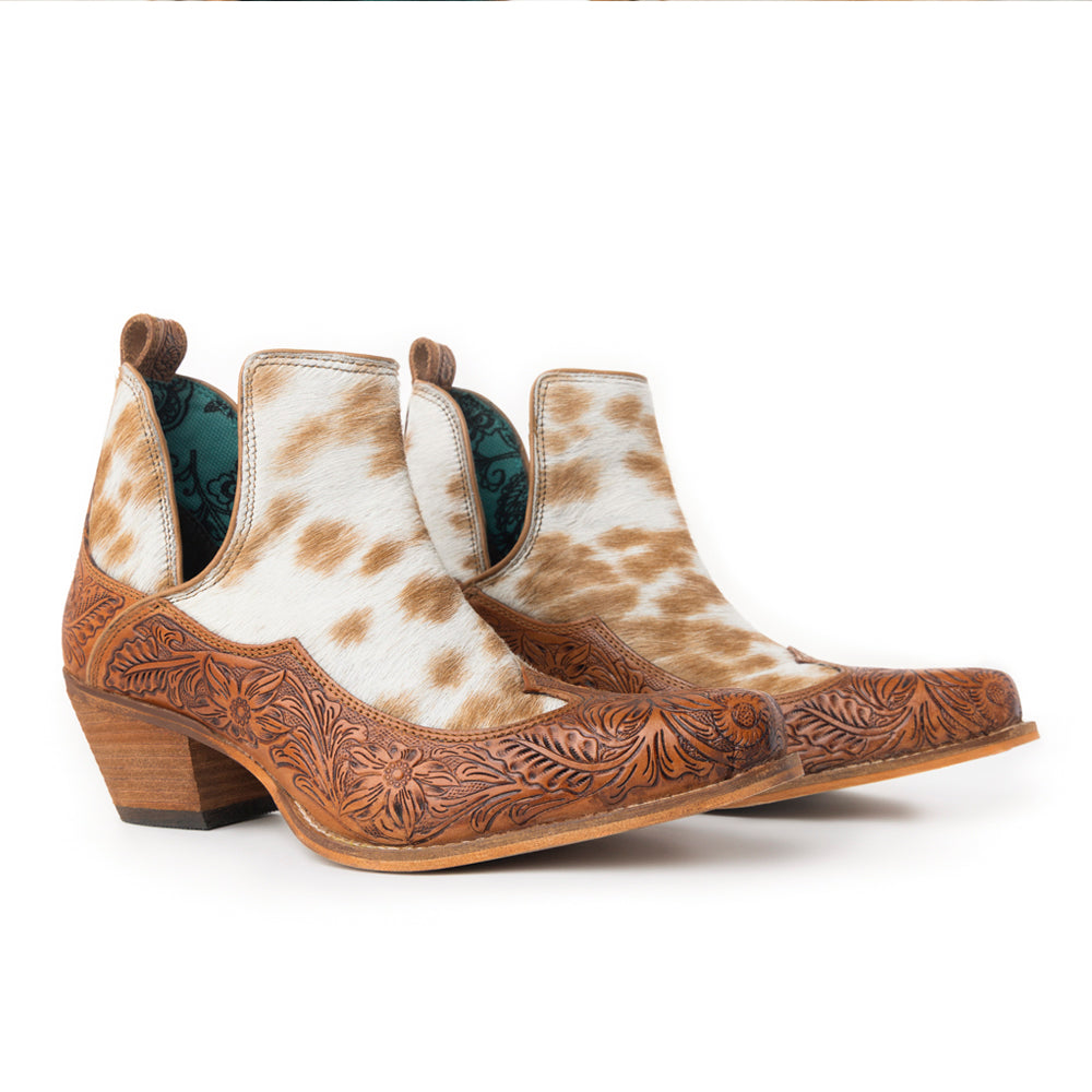 Frisco Hacienda Hair-on Hide & Hand-tooled Boots