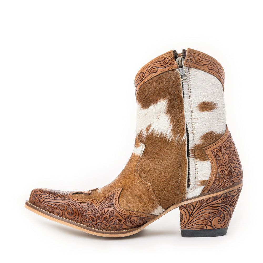 Georgia Trail Hair-on Hide & Hand-tooled Leather Boots